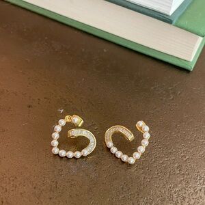 CELINE Heart Pearl and Crystal Earrings